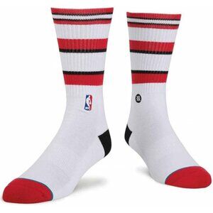Stance Mens NBA Chicago Bulls Crew Socks White Red Stripe Size Medium 6-8.5